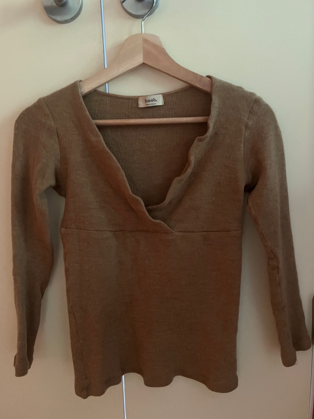 Boob Design ribbed merino wool nursing top - Brown Melange